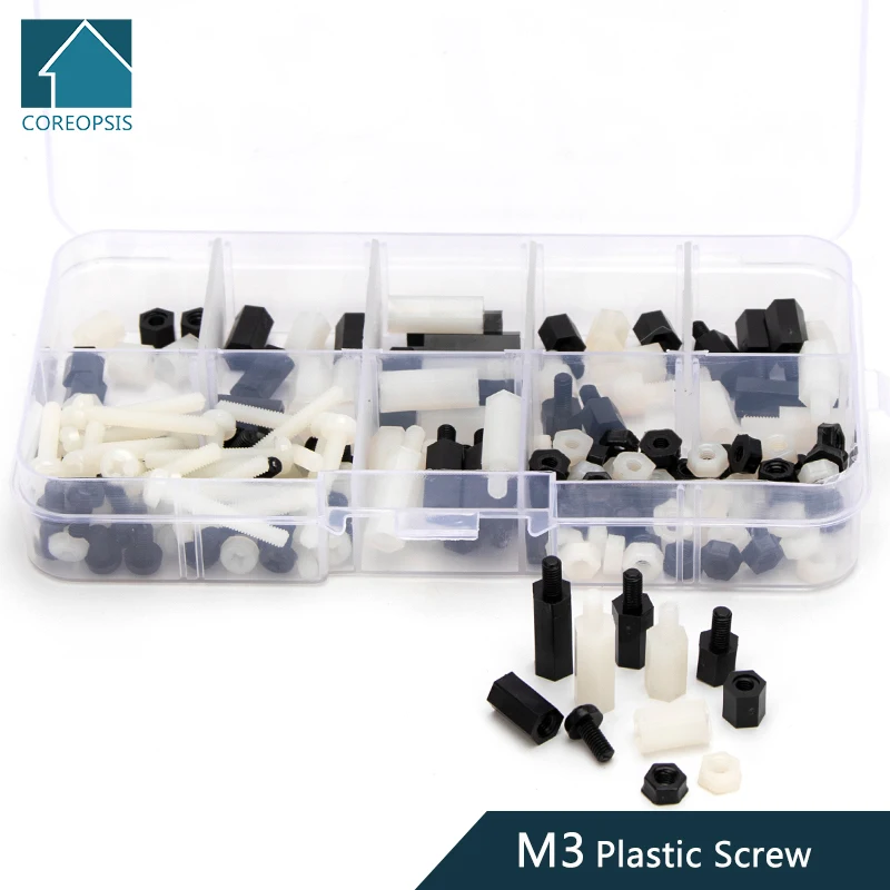 M3 мужской женский черный белый шаг пластиковый винт Шестигранная нейлоновая