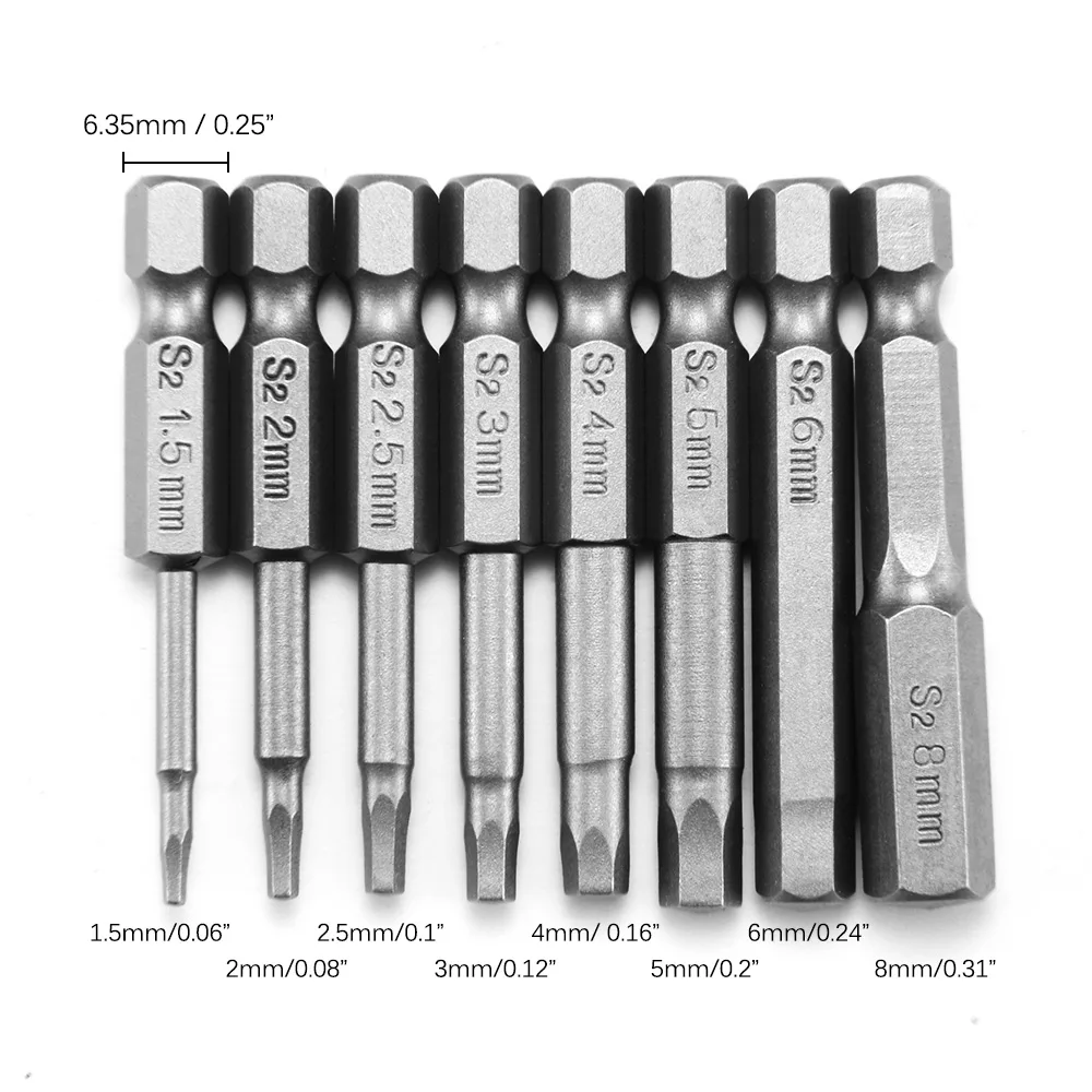 8 шт. набор магнитных отверток с шестигранным хвостовиком 1/4 дюйма 50 мм биты