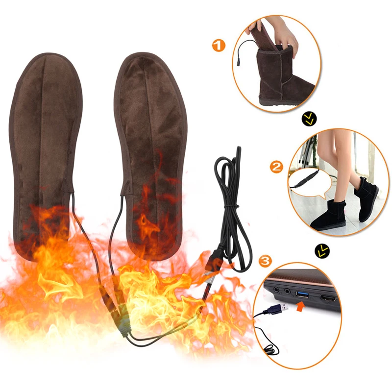 

Data Line + Insoles Men Women New USB Electric Powered Plush Fur Heating Insoles Winter Keep Warm Insole Heated Insole Unisex