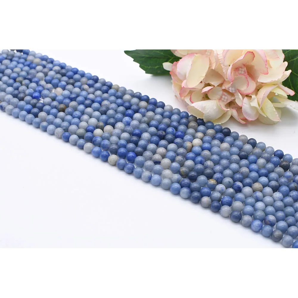 

6-12mm Natural Smooth Blue aventurine Round stone beads For DIY Bracelet Necklace Jewelry Making Strand 15"