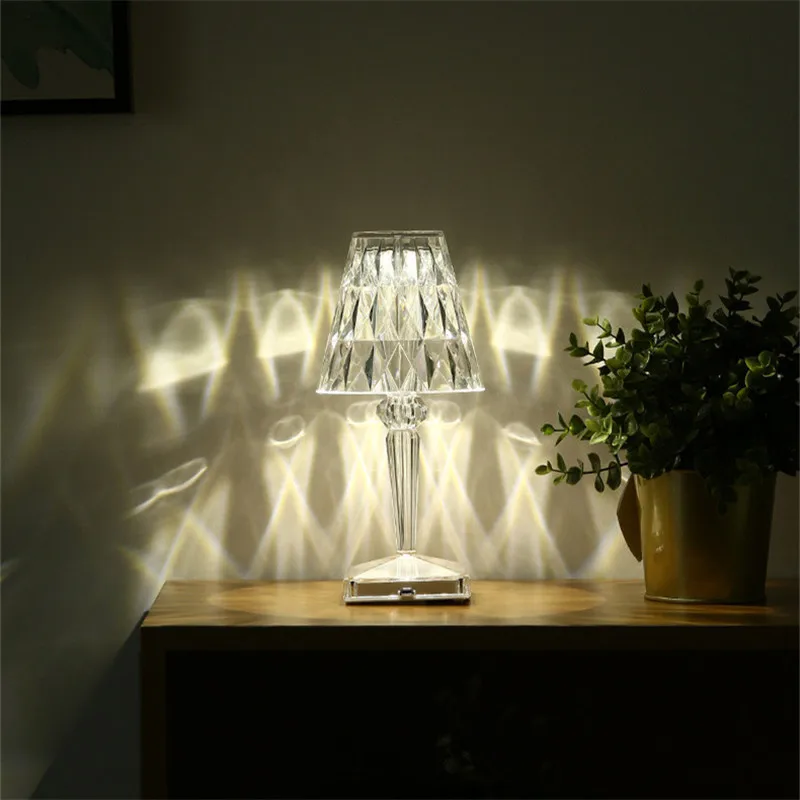 

Diamond Table Lamp Desk Night Light USB Crystal Projector Decoration Desk Lamps Acrylic Nights Lamp for Bedroom Home Decoration