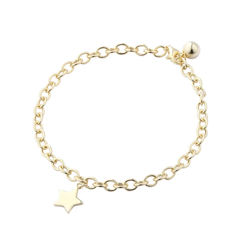 1 шт. подлинный 925 пробы серебряный белый/золотой бусины и Звезда Крест звено цепи