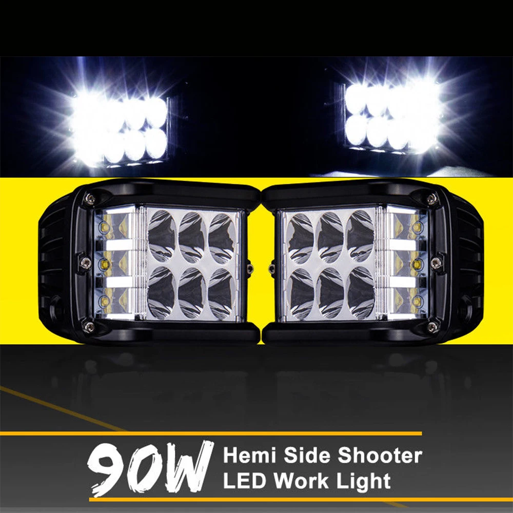 

45W LED Work Light Bar Cube Side Shooter Pod White & Amber Strobe Lamp SUV Truck High Quality Aluminum Alloy Car Work Light