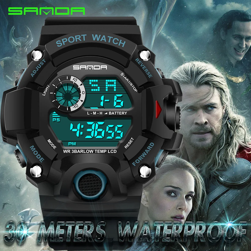 Sanda мужские часы модный спортивный бренд Ретро стиль таймер военный будильник