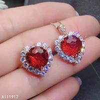 kjjeaxcmy fine jewelry natural red topaz 925 sterling silver women pendant necklace chain ring set support test popular