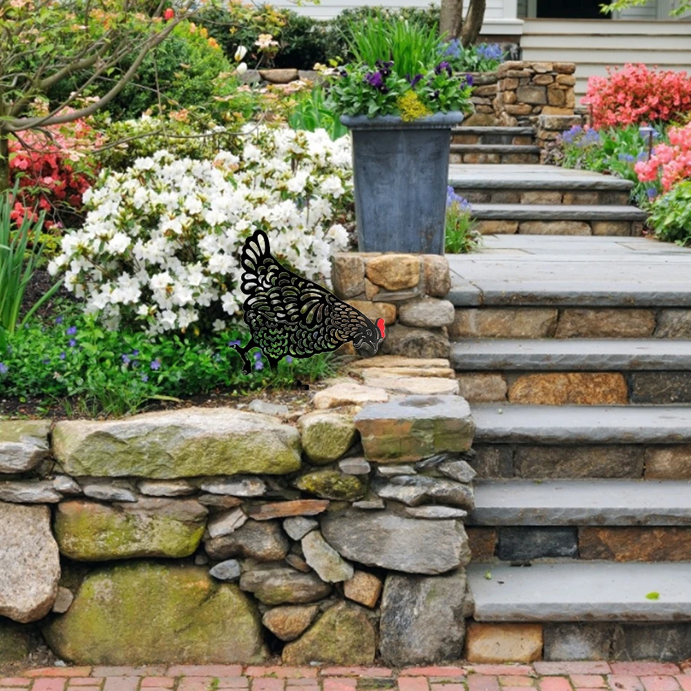 

5pcs Chicken Yard Art Outdoor Easter Decoration Garden Lawn Park Ornaments Stakes Lifelike Acrylic Hen Great Gift Backyard Decor