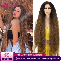 classic plus 42 inch long lace wigs for women pink colored synthetic hair wigs 180 density 613 blonde cosplay part lace wigs