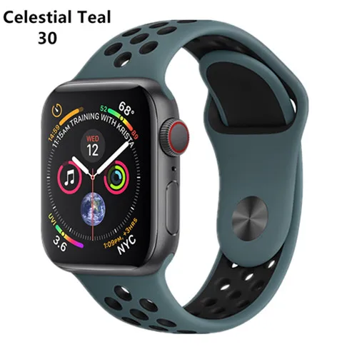 Ремешок для apple watch band 44 мм 40 мм correa apple watch 4 3 band 42 мм/38 мм iwatch спортивный силиконовый ремешок-браслет аксессуары для часов - Цвет ремешка: Celestial Teal 30