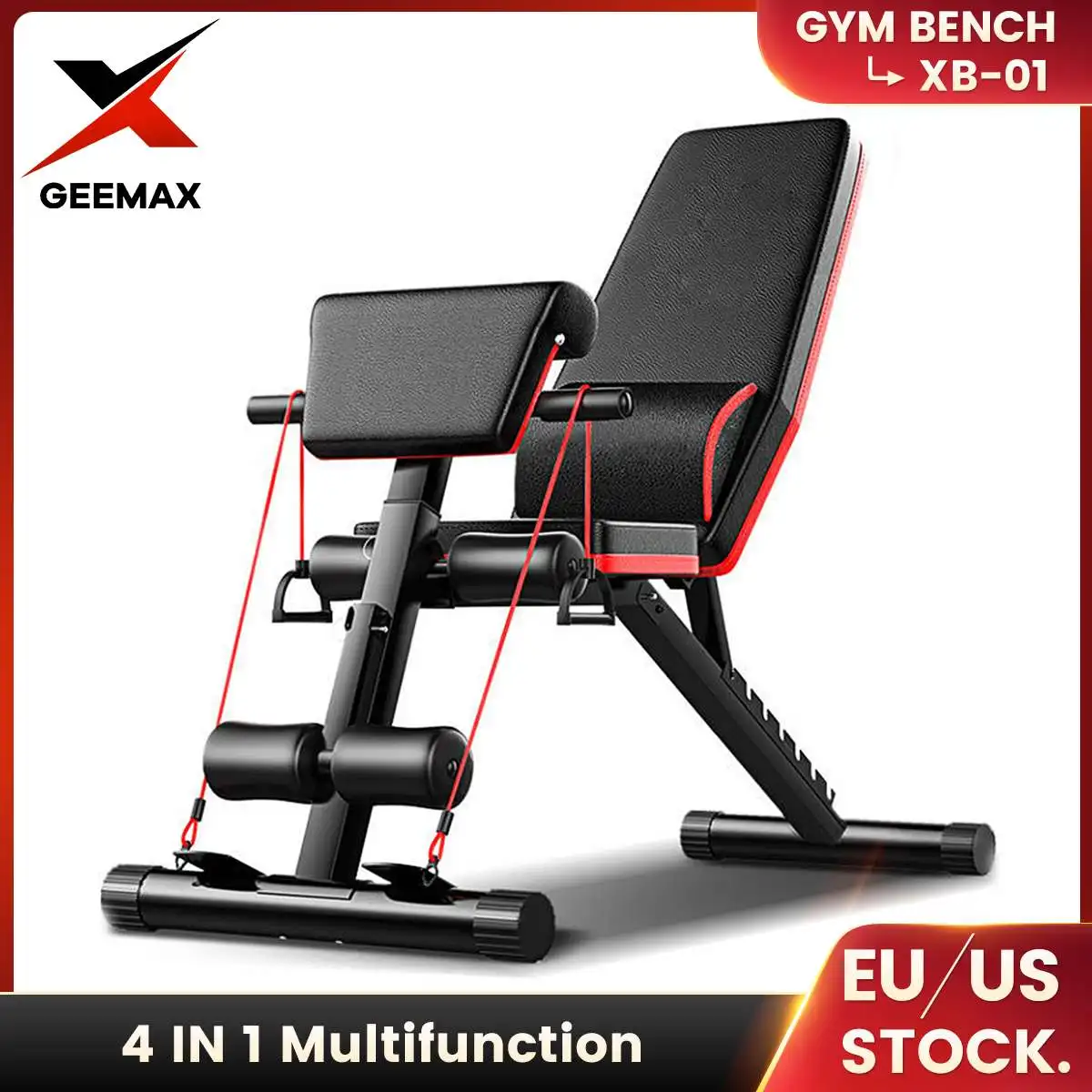 

GEEMAX 4 IN 1 Adjustable Dumbbell Gym Bench Foldable Sit Up Benches Abdominal Home Exercise Gym Weight Fitness Equipment XB-01