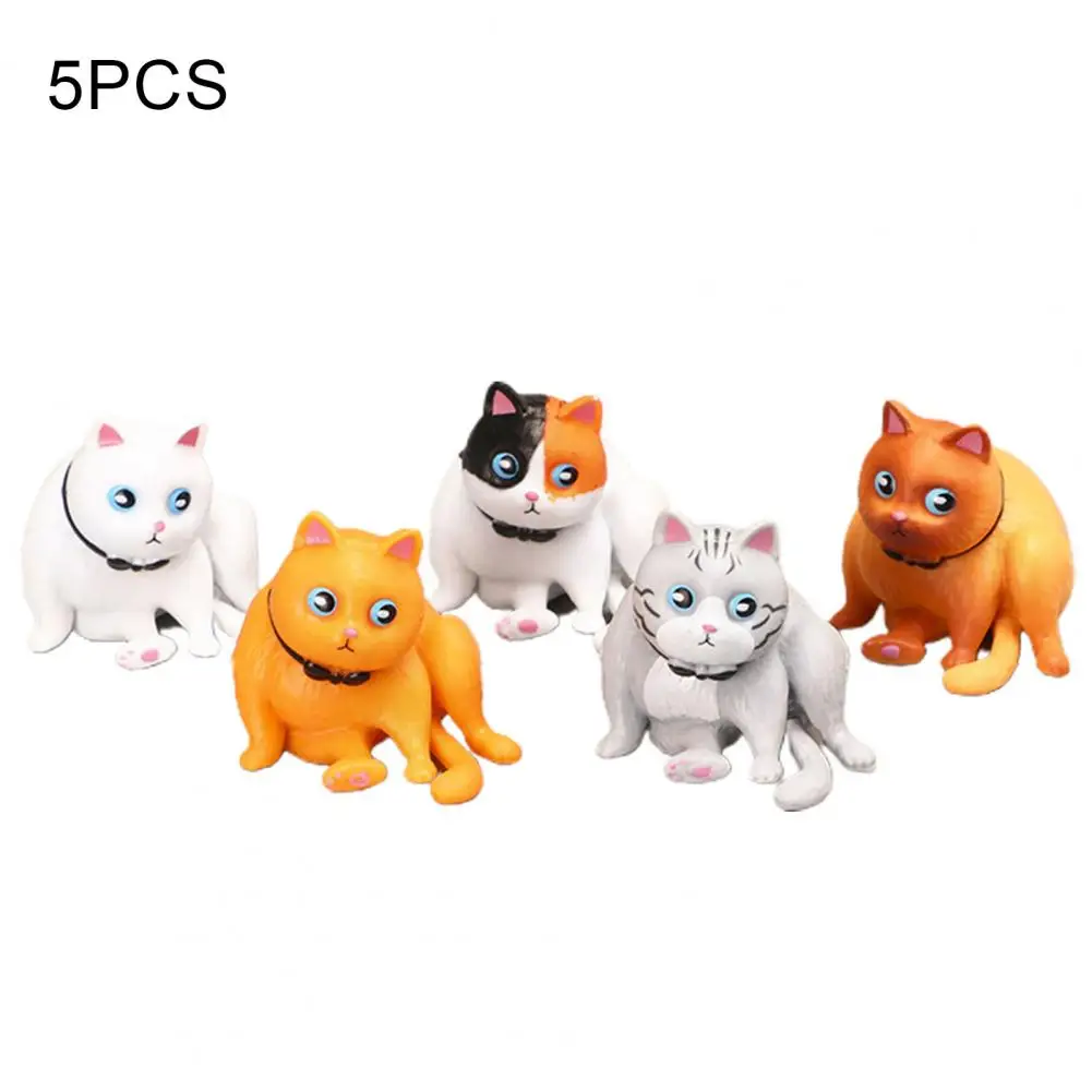 

5Pcs/Set Animal Cats Model Figurine Cute Long Lasting Miniature Small Simulation Doll Tabletop Ornaments Gift for Home
