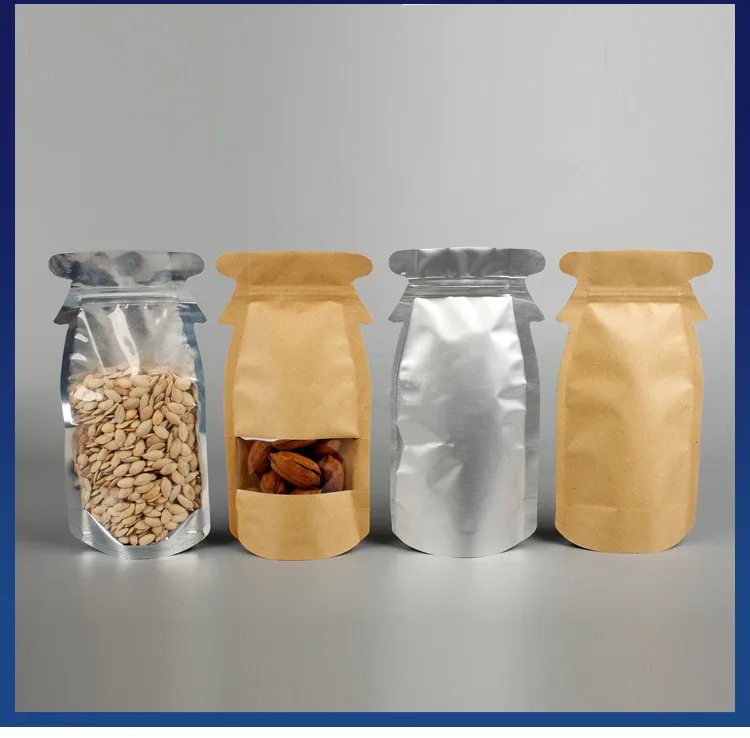 

100pcs 12x23cm Stand up One Side Clear Ziplock Bag Aluminum Foil Gift Bags Snack Coffee Jam Beans Packaging Pouches