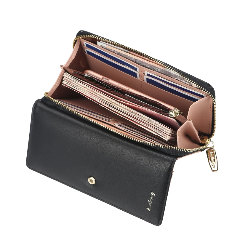 Женские кошельки Дамский клатч из искусственной кожи на молнии с держателем для