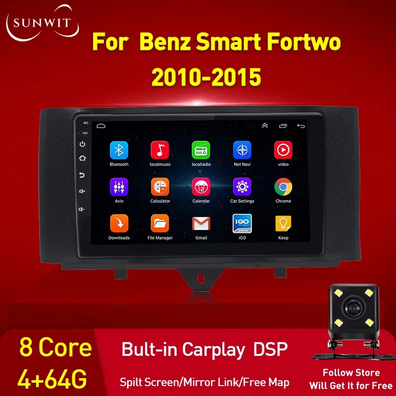 

For Mercedes Benz Smart Fortwo 2 2010-2015 Android Radio Multimedia GPS Navigation Audio 4G Carplay DSP Car Stereo Receiver