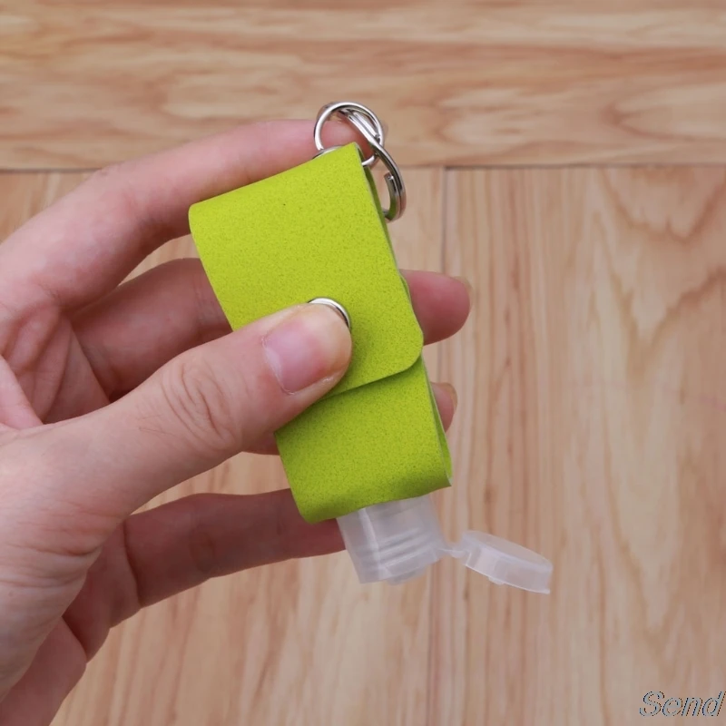 

Portable Squeeze Bottle Empty Plastic Travel Bottle with Leather Keychain Holder Hand Sanitizer Refillable Bottle Clips