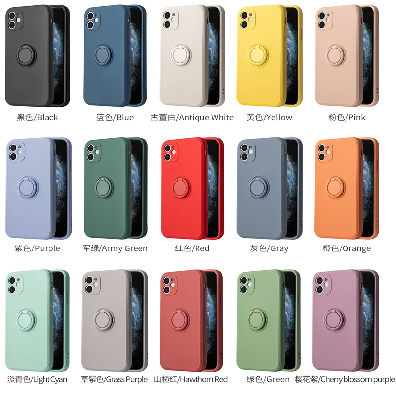 

Magnetic function silicon case For iPhone 11 12 Pro Max mini 7 8 6S Plus XR X XS MAX SE Shockproof Case With Finger Ring Lanyard