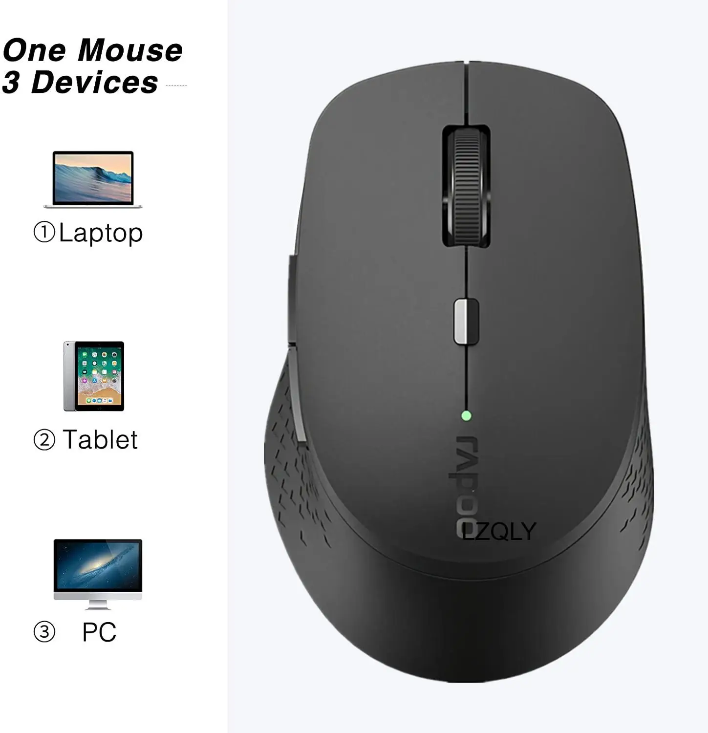 

New Rapoo Multi-mode Silent Wireless Mouse with 1600DPI Bluetooth-compatible and 2.4GHz for Three Devices Connection