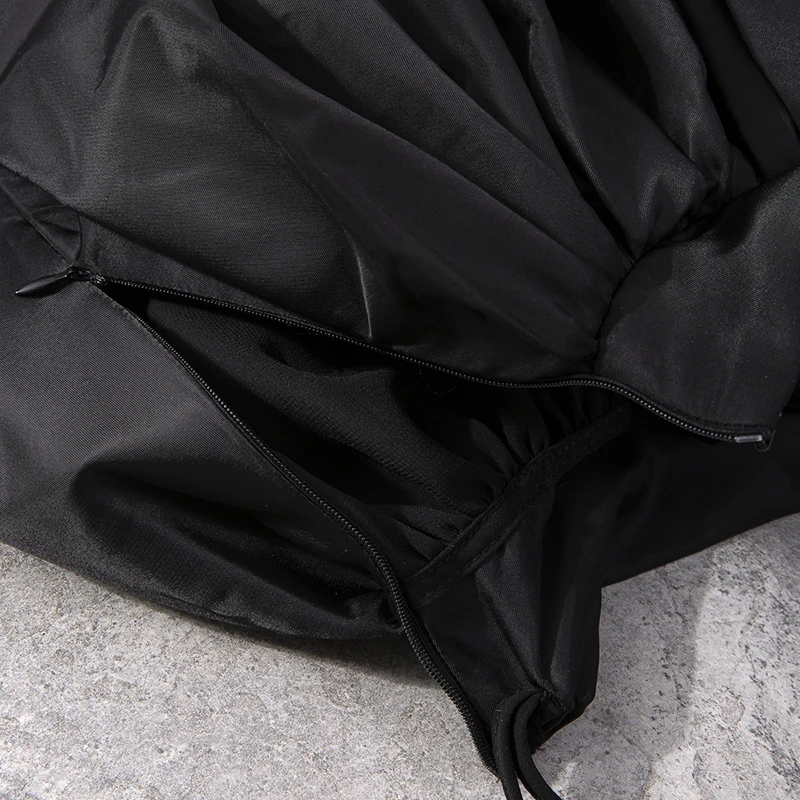 

TWOTWINSTYLE Black Casual Skirt For Women High Waist Ruched Minimalist Solid Skirts Female Fashion New Clothing Spring 2021