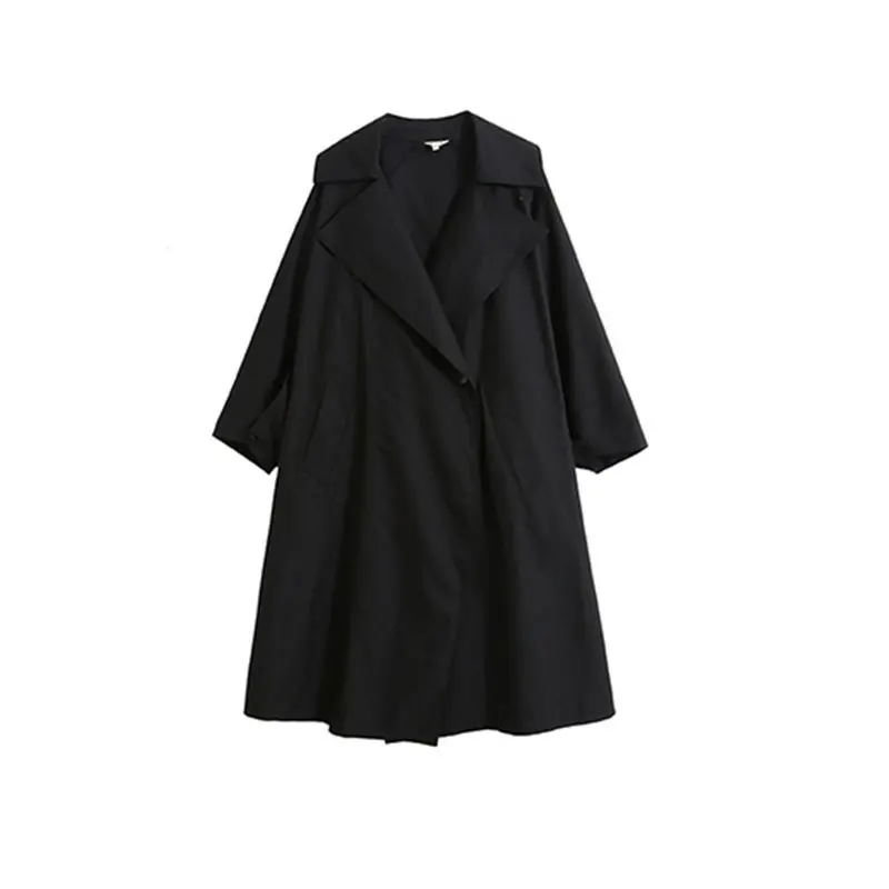 XITAO черный бандажный Тренч Женская Мода Новый элегантный Сплит свободный богиня