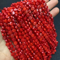 flat round red coral bead isolated coral strap loose beads fashion use for jewelry making bracelet diy necklace accessories
