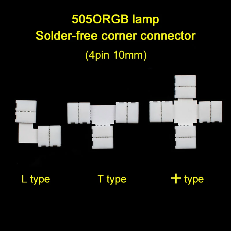 

5 Pcs/sets LED lights belt solder-free connectors 5050 RGB light bar solder-free corner accessories 4 Pin L/T/Cross-shaped tools