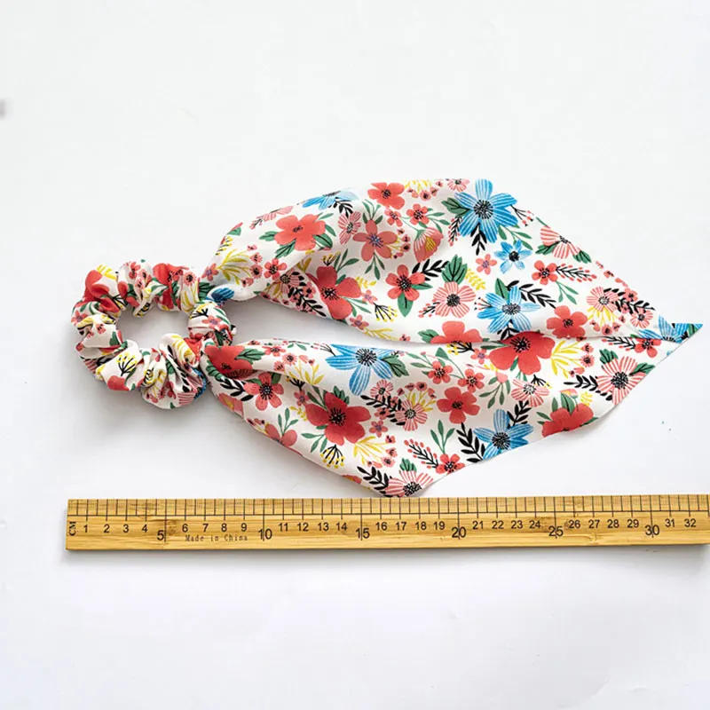 

New Bohemian Print Hair Scrunchies Bow Knot Scrunchy Women Girls Hair Ties Hair Accessories Sweet Floral Print Hair Scrunchies