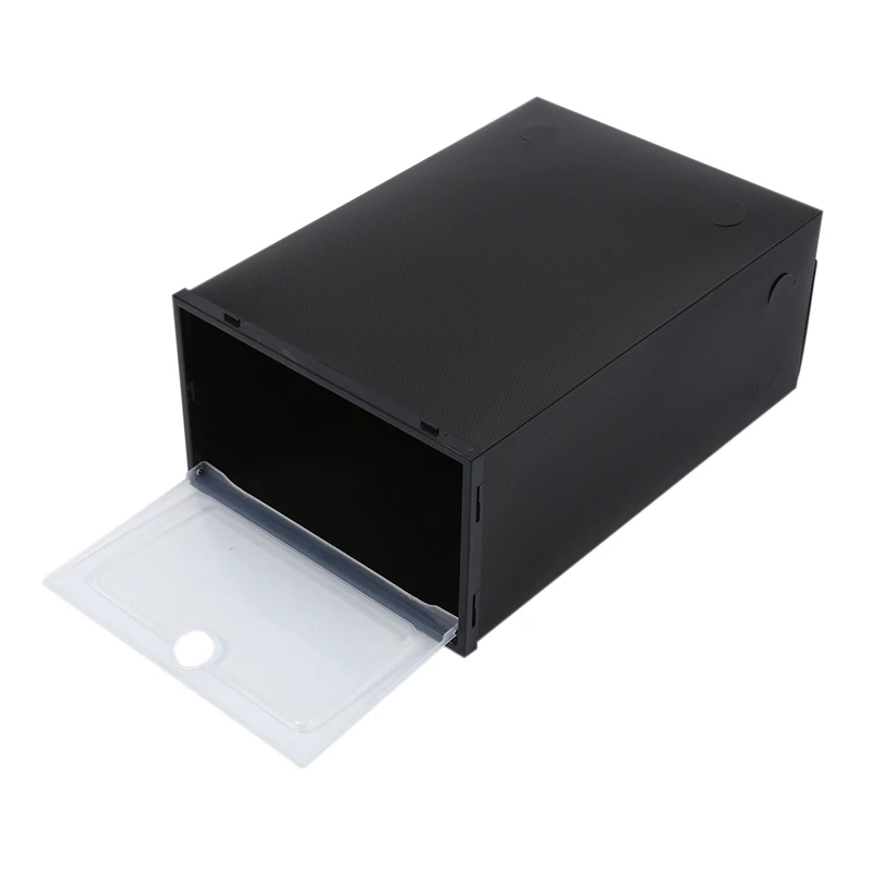 

6 Pcs Transparent Shoe Box Flip Design Plastic Storage Case Organizer Dustproof Clear Plastic Shoe Storage Boxes for Home Black