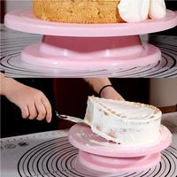 new plastic cake plate turntable rotating anti skid round cake stand cake decorating rotary table kitchen diy pan baking tool