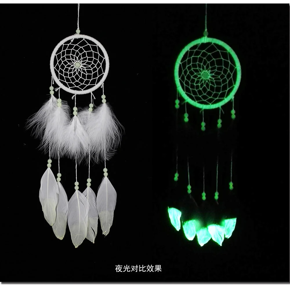 

Handmade Creative Luminous Dream Catcher Glow In The Dark with Beads Feather Dreamcatcher Ornament Room Decor Party Accessories