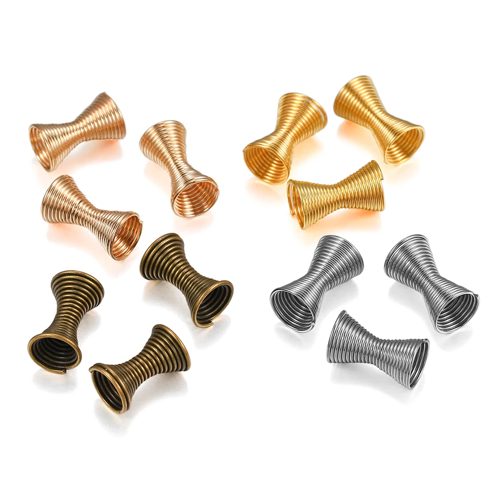

30pcs 12x7mm Metal Spring Beads Funnel Shape Spacer Beads End Cap Bead Connector Stoppers For DIY Jewelry Making Accessories