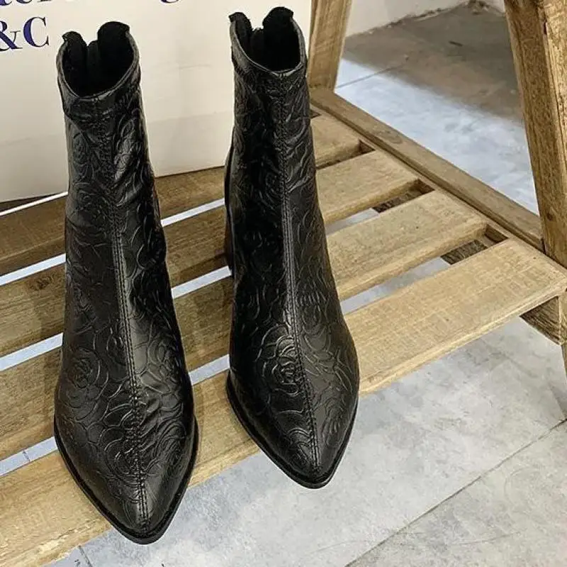 Женские ботильоны на высоком каблуке ботинки челси молнии с острым носком