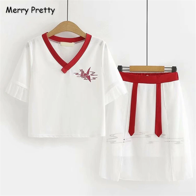 Женский хлопковый костюм-двойка Merry Pretty футболка с коротким рукавом и V-образным