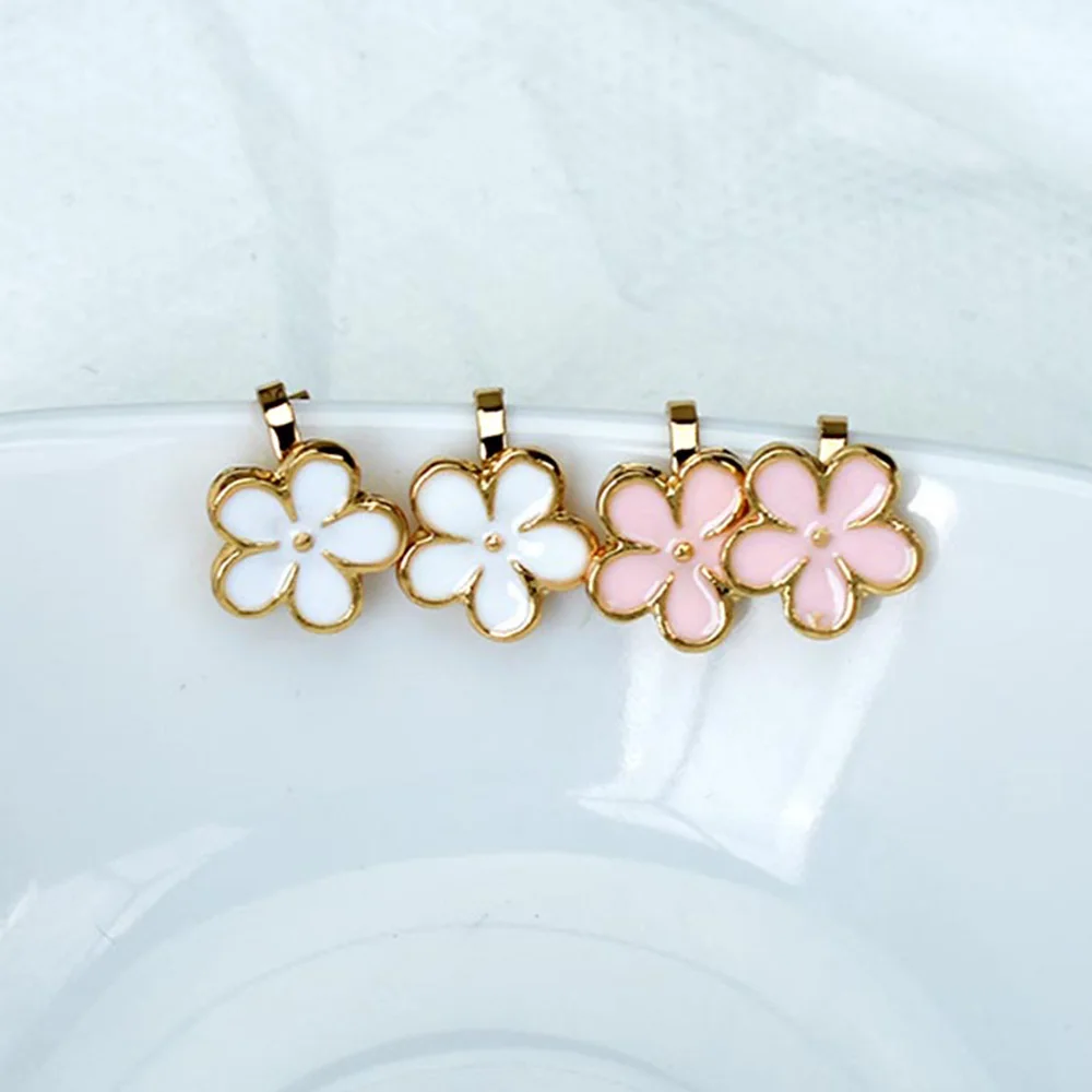 Женские серьги в виде цветка без пирсинга ювелирные изделия из белой эмали милые