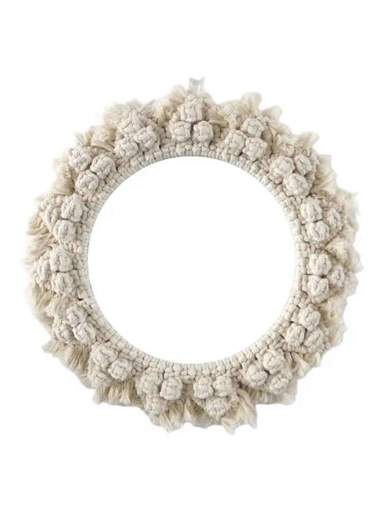 Круглое кружевное настенное зеркало в стиле арт-деко ручная работа хлопковое