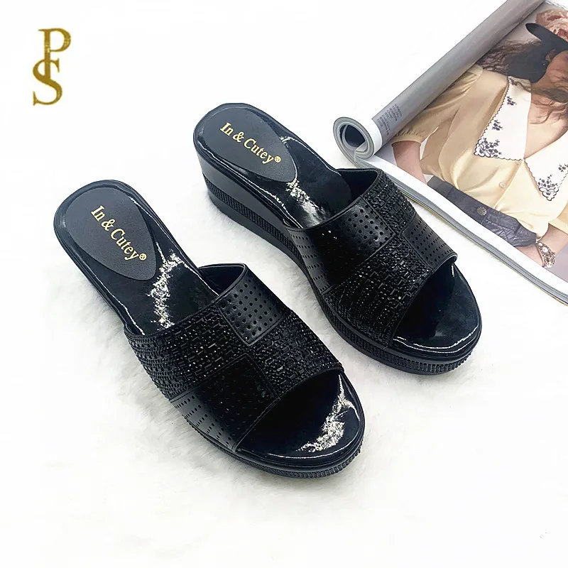 Удобные женские тапочки на танкетке Со стразы Тапочки для мамы | Обувь