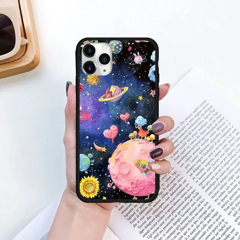 

Cartoon space universe star planet Phone Case for iPhone 11 12 pro XS MAX 8 7 6 6S Plus X 5S SE 2020 XR funda coque