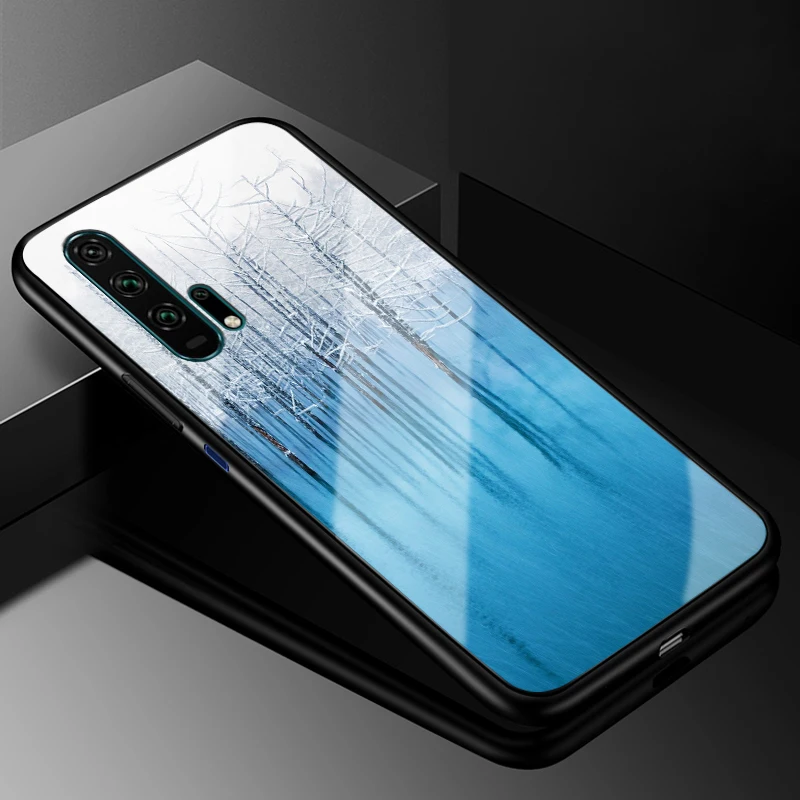 Для huawei Nova 5 T чехол Nova5T PC Пластиковый стеклянный чехол для телефона черный ТПУ бампер чехол для huawei Nova 5 T Nova 5 T чехол