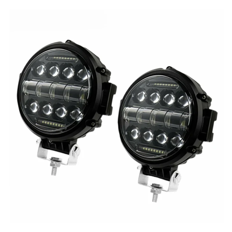 2Pcs Autmens 2 шт. 7 дюймов круглый светодиодный рабочий внешнее освещение комбо угол глаз вождения головной светильник противотуманная фара внедорожный грузовик ATV - Цвет: 2Pcs