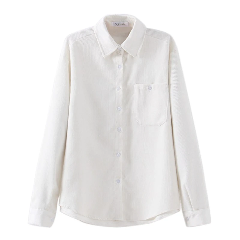 

Casual Warm Blouse Corduroy Shirt Long Sleeve Tops Plus Size Winter Bodycon Korean Style Clothes