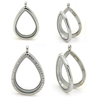 10pcs magnet closure stainless steel plain tear drop living locket for floating charms keepsake xmas gift mothers gift