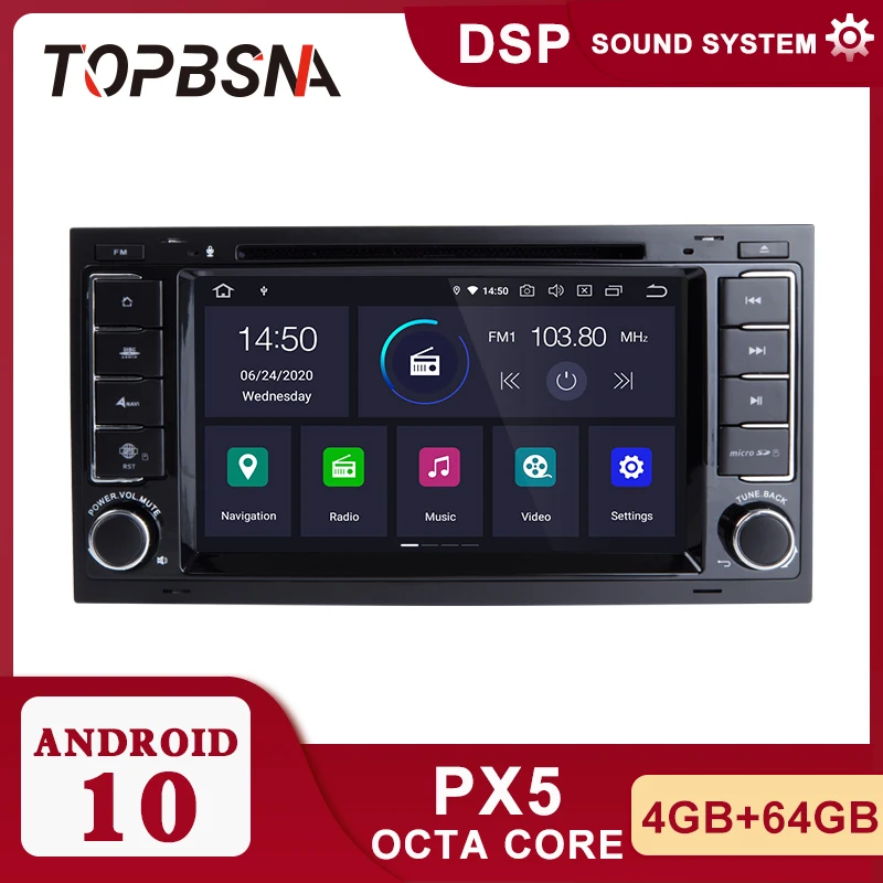 Автомобильный DVD плеер TOPBSNA мультимедийная стерео система на Android 10 с GPS Wi Fi для