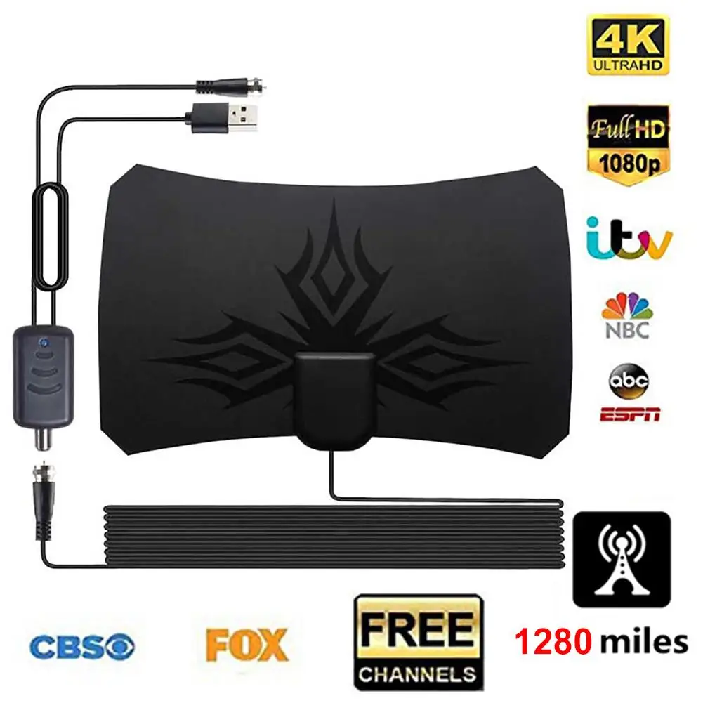 

4K Digital HDTV Aerial Indoor Amplified Antenna 1280 Miles Range For Life Local Channels Broadcast