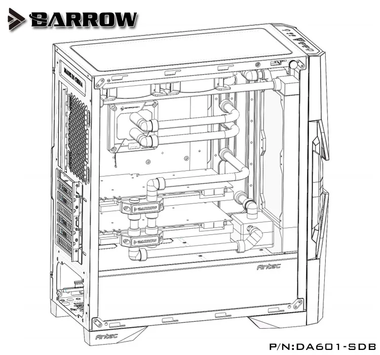 Барроу водный щит для ANTEC DA601 чехол для компьютера, специальный резервуар, 2,0 rgb светильник охладитель ПК бак для воды, DA601-SDB, гаджет