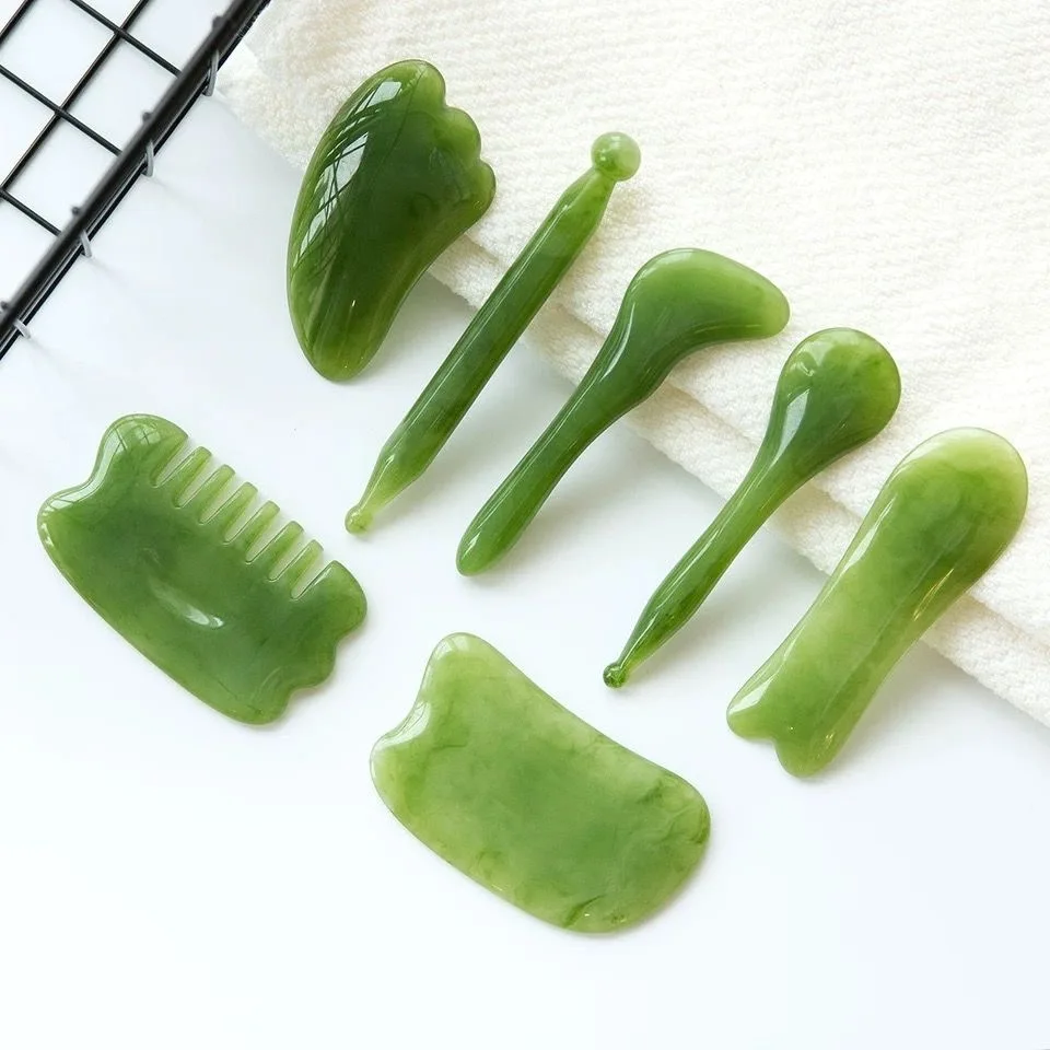 Новинка 2020 натуральный Нефритовый камень гуаша лицо тело голова шея массажный