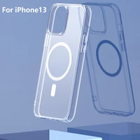 for iphone 13 magnetic case transparent protector wireless charging cover mag back for apple 13 series for iphone mini 13pro