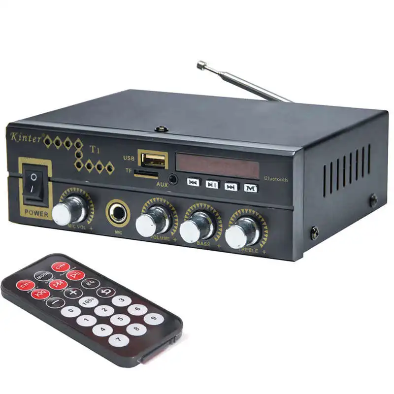 Для Bluetooth T1 2.0CH усилитель мощности аудио с микрофоном/USB/TF/FM/AUX Play стерео Звуковое