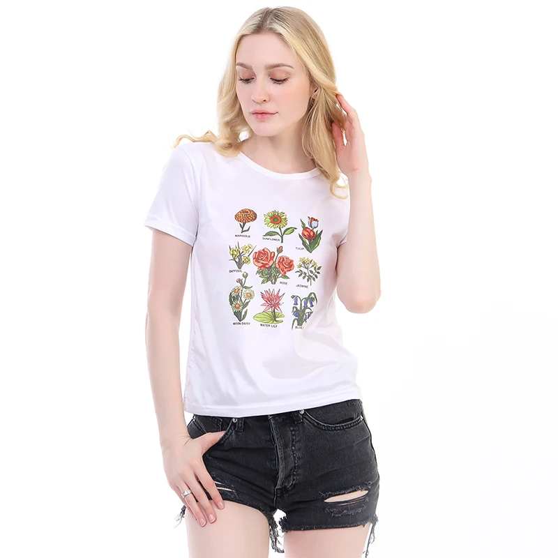 Новая эстетическая футболка в стиле Харадзюку сексуальные топы с цветочным