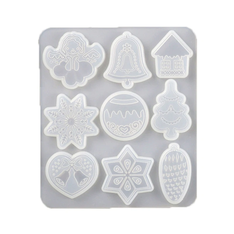 

Christmas Tree Snowflake Elk Pendant Mold Keychain Christmas Ornament Resin Mold N7MF