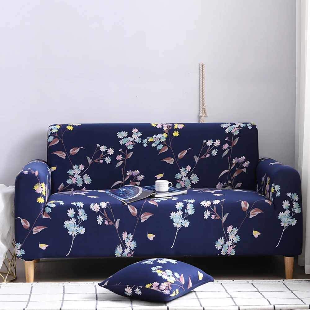Feather Sofa Cover Sectional For Living Room Simple Classic Soft Stretch Tight Blue Couch Sofa Cover Washable | Дом и сад
