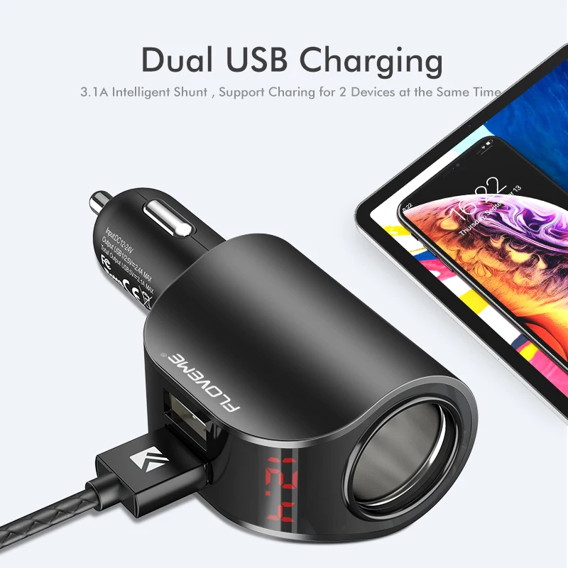 3.1A USB Автомобильное зарядное устройство мобильный телефон автомобильное кабель