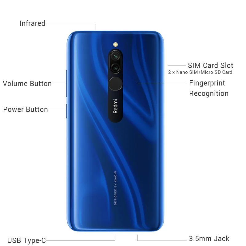 Глобальная прошивка Xiaomi Redmi 8 пикселей 3 Гб оперативной памяти 32 ГБ ROM мобильный